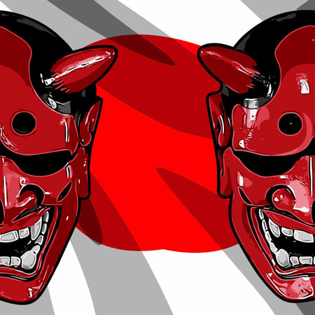 Vector illustration of a pair of masks in a pop art style.のイラスト素材