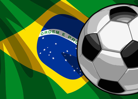 Soccer ball on the Brazil flag background. Vector illustration. Eps 10のイラスト素材