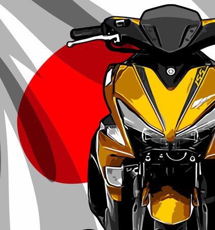 motorcycle vector illustration on a background of the flag of Japanのイラスト素材