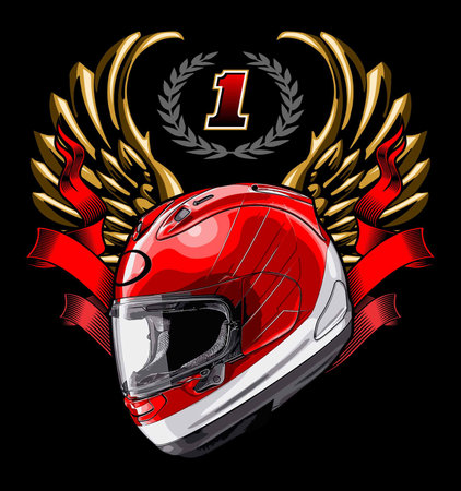 helmet and laurel wreath on black background, vector illustrationのイラスト素材