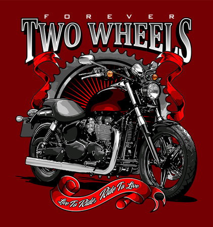 Motorcycle t-shirt design with custom chopper, vector illustrationのイラスト素材