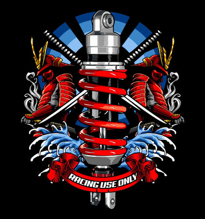 Vector illustration of a shock absorber with the inscription on it.のイラスト素材