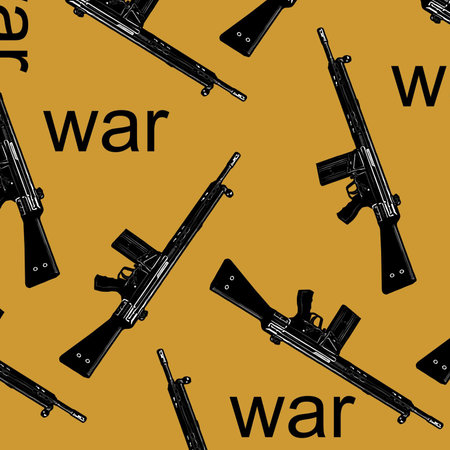 Seamless pattern with the image of a machine gun. Vector illustrationのイラスト素材