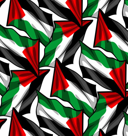Seamless pattern with the image of the flag of United Arab Emiratesのイラスト素材