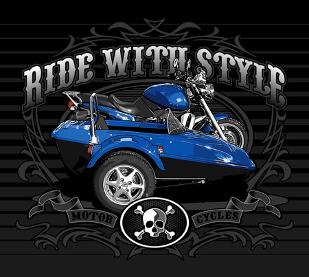 Vintage chopper motorcycle isolated on black background. Vector illustration.のイラスト素材