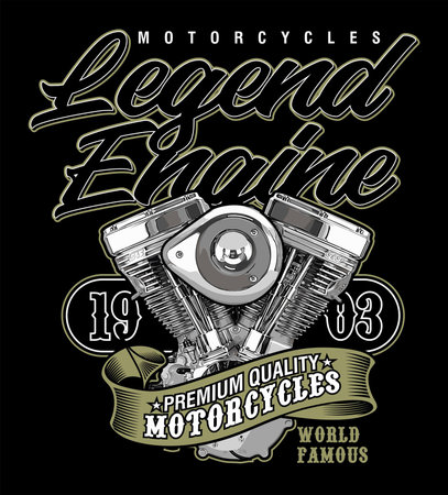 Motorcycle engine t-shirt design, vector illustration eps10のイラスト素材