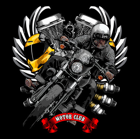 Motorcycle vector illustration. Motorcycle t-shirt design. Motorcycle bikerのイラスト素材