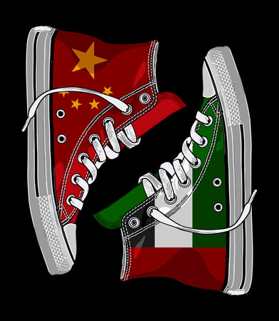 Sneakers with flag of United Arab Emirates. Vector illustration.のイラスト素材