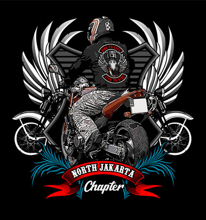 Vintage motorcycle t-shirt design. Motorcycle vector illustration.のイラスト素材