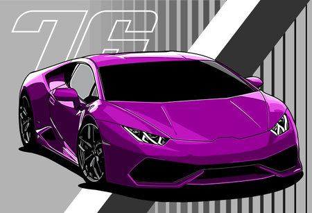 Purple sport car on gray background. Vector illustration for your designのイラスト素材