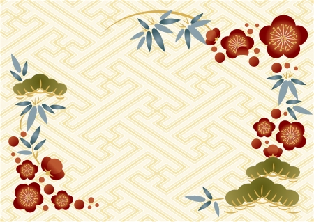 New Year s card of pine, bamboo, and plumのイラスト素材