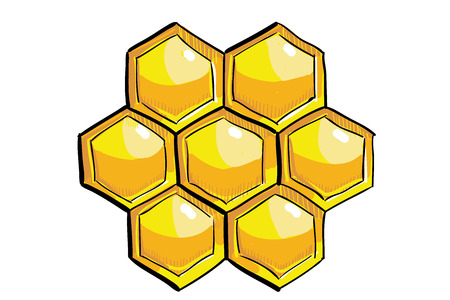 yellow handdrawn honeycomb, honeyのイラスト素材
