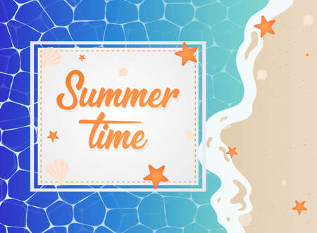 Summer Time in Beach Sea Shore with Realistic Objects.のイラスト素材