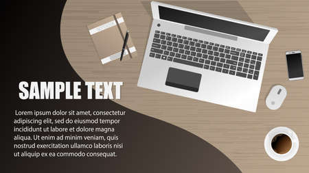 Workplace of office worker, designer. Vector backgroundのイラスト素材