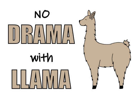 Cute cartoon Llama drawing on white background, simple vector animal illustration. No drammaのイラスト素材
