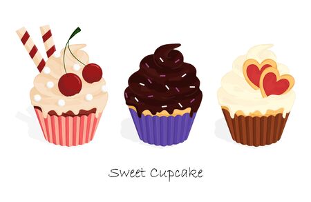 cupcakes sweet set eps 10 vector illustrationのイラスト素材