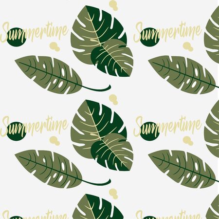 Vector design seamless pattern - tropical leaves.