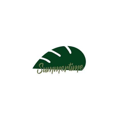 Flat design plant icon - leaf of tropical monstera and summer time summer. Botany styleのイラスト素材
