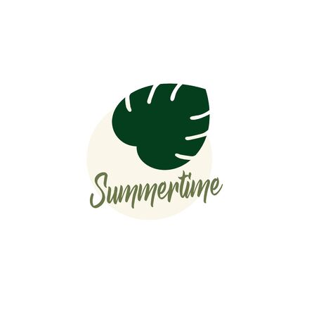 Flat design icon of tropical monstera leaf plant - beautiful summer mockupのイラスト素材