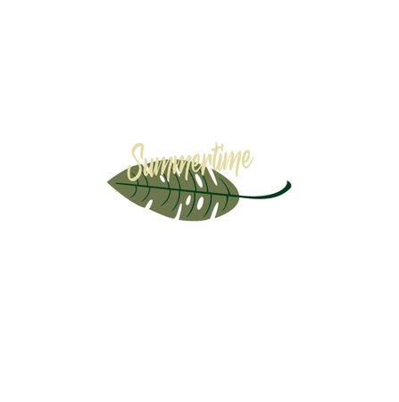 Summer vector tropical leaf closeup. Summer time - an exotic plantのイラスト素材