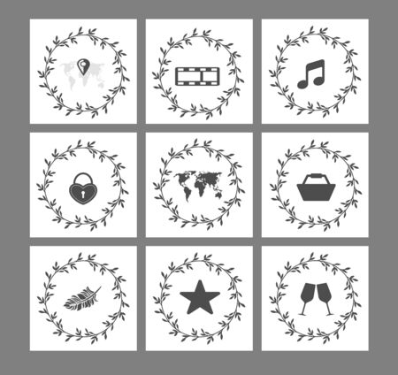 Big vector set collection Hightlight icon for social media. Travel, shopping, celebration and hobbies.のイラスト素材