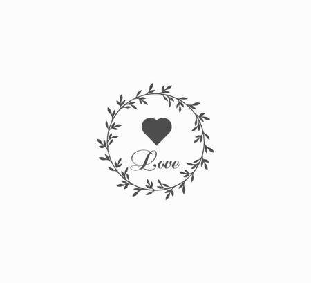 Hightlight icon Stylish vector icon with flat design print - wreath and heart. Romantic icon. Web icon for social mediaのイラスト素材