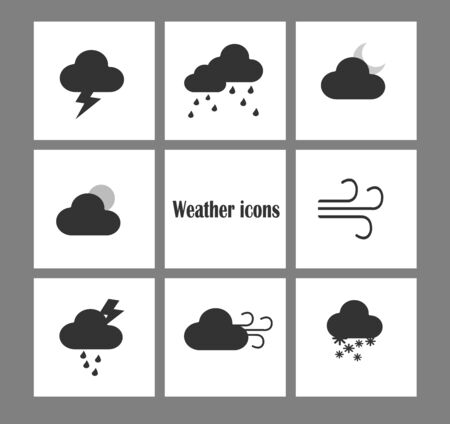 Collection of weather forecast vector illustrations - flat weather vector icons for web site or application.のイラスト素材