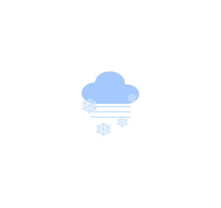Flat design vector weather forecast icons - foggy weather with snow. Blue cloud and fog and snowflakes closeup isolatedのイラスト素材