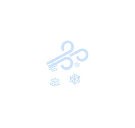 Flat design vector weather forecast icons - windy and snowy. Wind and snowflakes closeup isolatedのイラスト素材