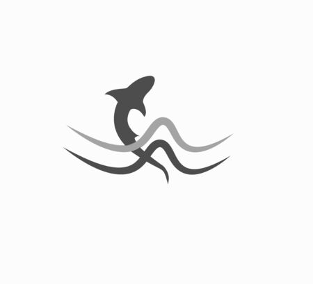 Flat design vector icon fishing closeup. The layout of the icon for the company - fishing. Waves with fish icon isolatedのイラスト素材