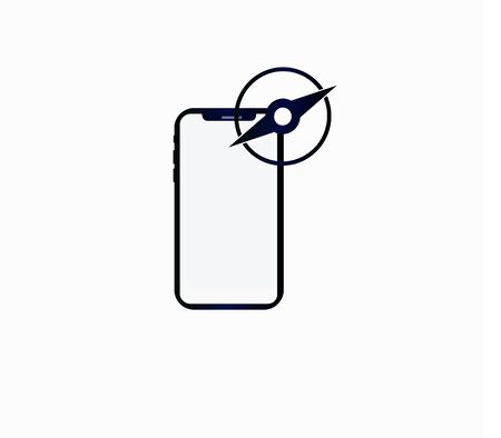 Smartphone and compass web icon - guide, locating a compass. Vector icon for web site isolatedのイラスト素材
