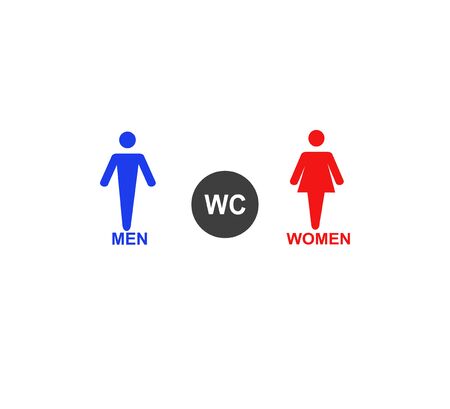 Flat design vector icon set - public places, male toilet and rest room and female toilet and rest roomのイラスト素材