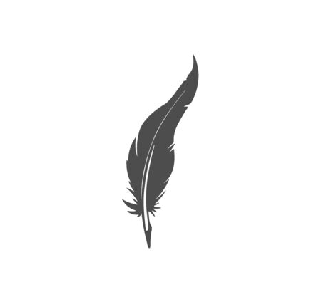 Gray vector pen writer icon. Stylish vintage feather closeup.のイラスト素材