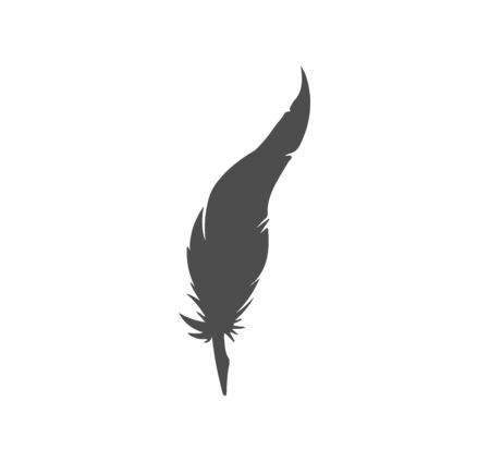 Vintage feather vector silhouette. Happy writer day! Stylish retro featherのイラスト素材