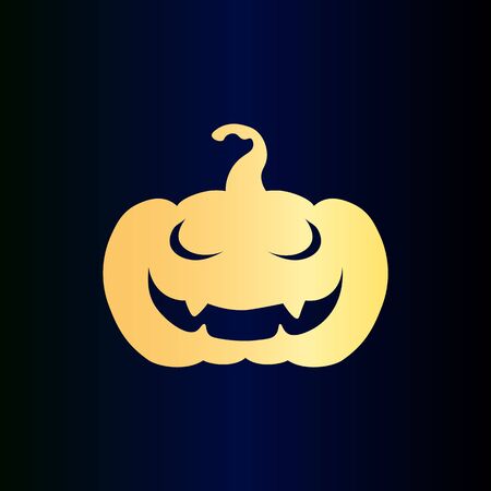 cary Jack Pumpkin - Halloween Party. Halloween symbol - golden pumpkin, close-up vector illustrationのイラスト素材