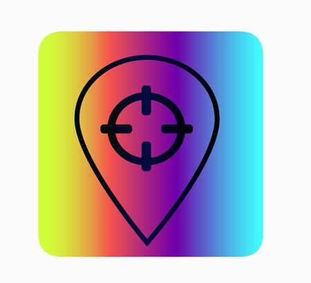 Neon icon geolocation, location, search on the map. Icon for smartphone or web site isolatedのイラスト素材