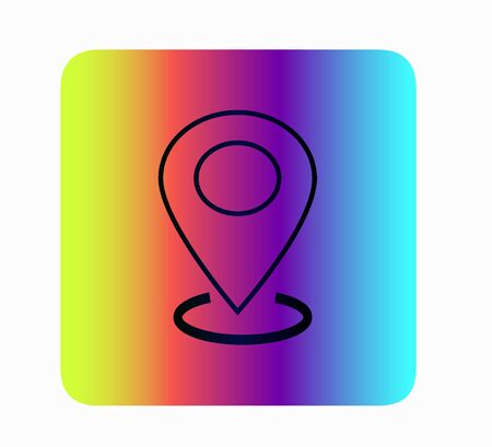 The pointer icon, the location of the map. GPS Location symbol. Flat design. Neon Icon Isolatedのイラスト素材