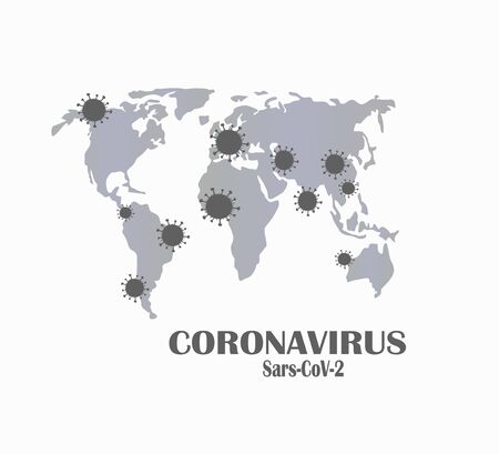 World coronavirus pandemic, world map and virusのイラスト素材