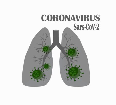 The lungs and bacteria of the coronavirus virus - a worldwide pandemic. Coronavirus Fightのイラスト素材
