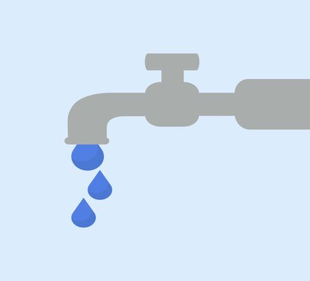Water tap with water drops flat vector illustration. World Water Day - save water, save the planet.のイラスト素材