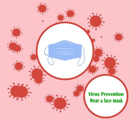 Microbes and viruses medical mask - prevention and hygieneのイラスト素材