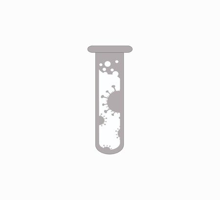 Chemical test tube with a virus - vector illustration on white isolated backgroundのイラスト素材