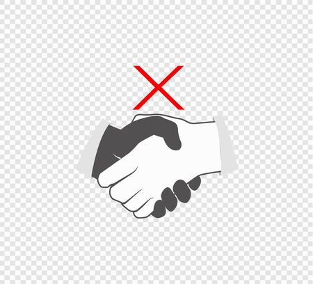 Viral Disease Prevention - No shaking hands. vector icon on a transparent background. Coronavirus pandemicのイラスト素材