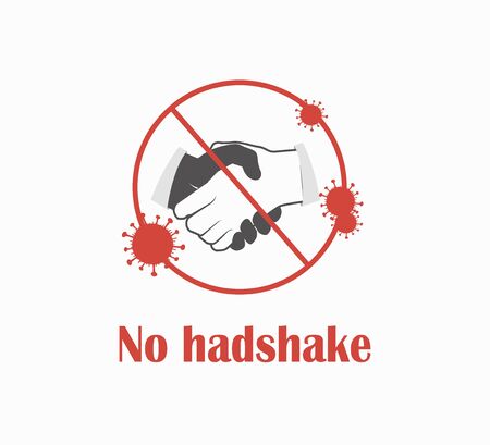 Vector illustration - prohibition of contact and handshake, prevention from viruses. World coronavirus pandemicのイラスト素材