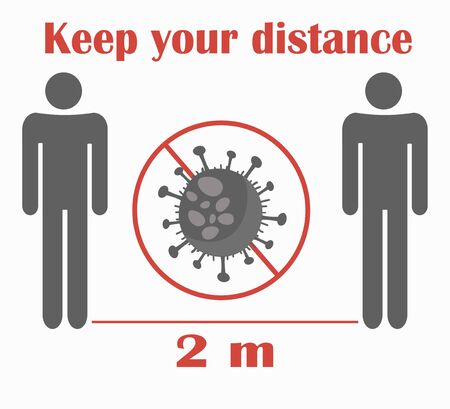 Two meter social distance during quarantine - vector flat icon isolatedのイラスト素材