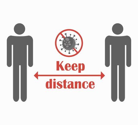 Vector illustration social isolation and distance during quarantine - coronavirus pandemicのイラスト素材