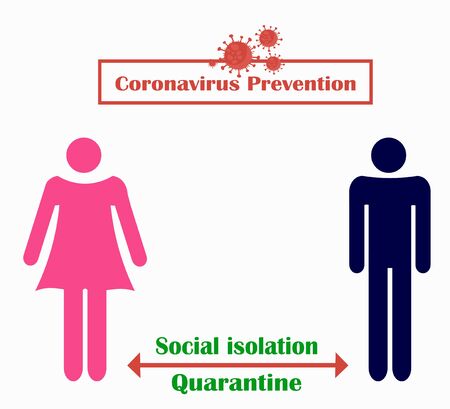 Coronavirus prevention - maintaining social distance in public placesのイラスト素材