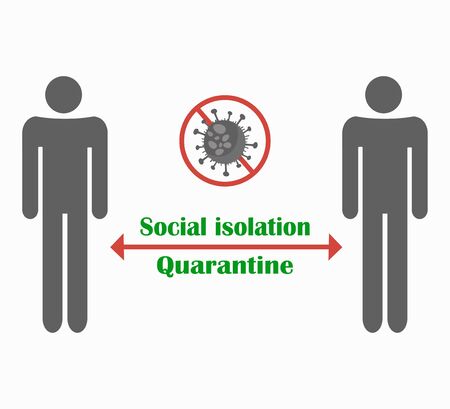 Two meter social distance during the coronavirus pandemic - vector flat icon on white backgroundのイラスト素材