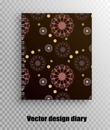 Stylish design print of a notebook cover - mandala pattern, oriental stylish print on a dark backgroundのイラスト素材