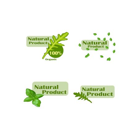 Colorful organic food labels  collection of flat vector logo isolatedのイラスト素材